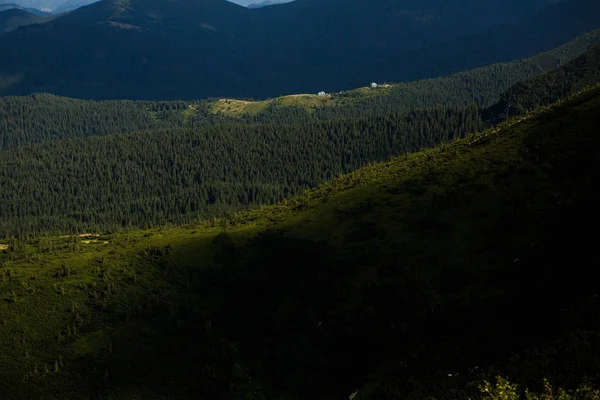 Sommar Landskap Karpaterna Utsikt Över Bergstoppen Hoverla Bautiful Ukrainska Berg — Stockfoto