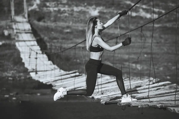 Attractive Young Sporty Woman Working Cross Fit Training Muscular Woman — Stock Photo, Image