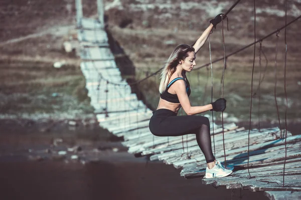 Attractive Young Sporty Woman Working Cross Fit Training Muscular Woman — Stock Photo, Image