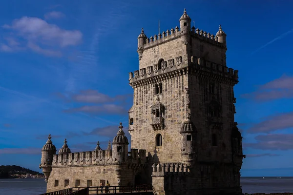 Torre Belem Atardecer Lisboa Potugal Castillo Medieval Europa Fortaleza — Foto de Stock