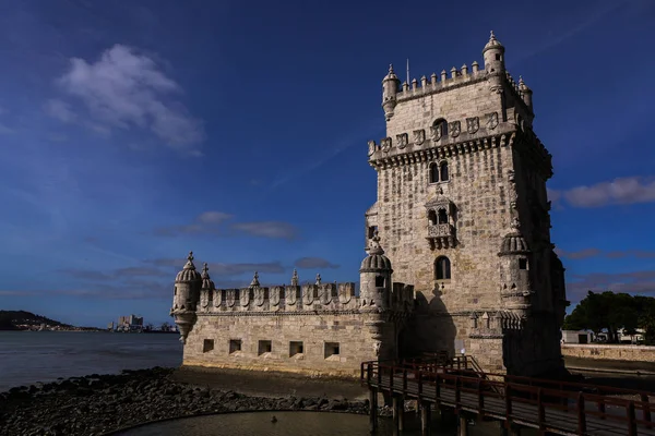 Torre Belem Atardecer Lisboa Potugal Castillo Medieval Europa Fortaleza — Foto de Stock