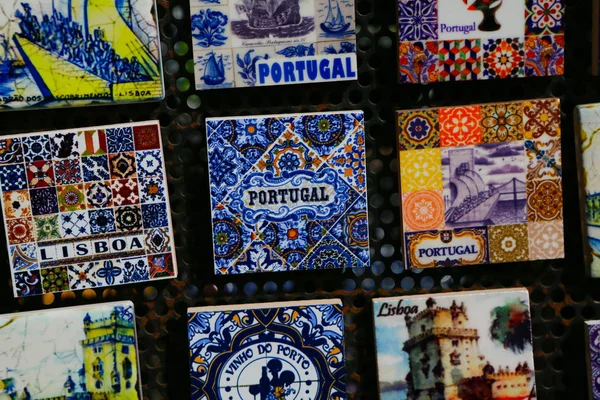 Verschiedene Traditionelle Portugiesische Azulejos Dekorierte Gemusterte Fliesen Zum Verkauf Als — Stockfoto