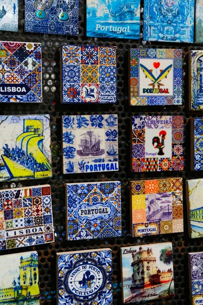 Verschiedene Traditionelle Portugiesische Azulejos Dekorierte Gemusterte Fliesen Zum Verkauf Als — Stockfoto