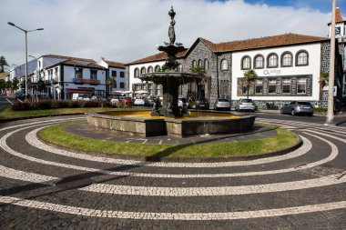 Sao Miguel Adası 'ndaki Azores' in başkenti Ponta Delgada 'da şehir manzarası