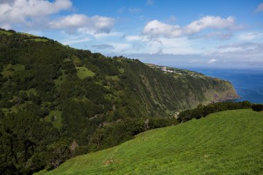Azores Portekiz 'in güzel manzaraları. Sao Miguel Adası, Azores 'te tropikal doğa