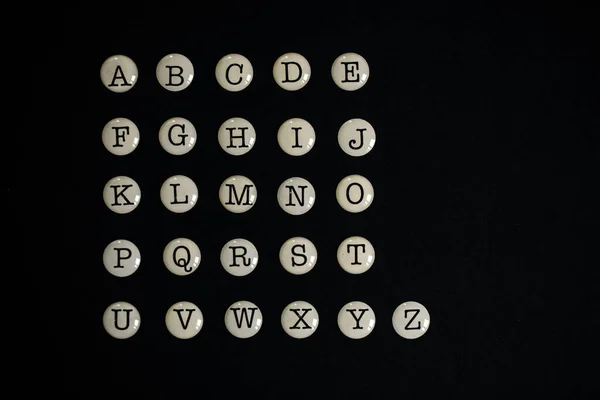 Pełny Angielski Alfabet Czarnym Tle — Zdjęcie stockowe