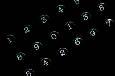 Rakamların geçmişi. Sıfırdan dokuza kadar. Renkli kusursuz bir doku. Matematik arka planı. Rastgele. Matematik sembolleri. Sayısal şekiller