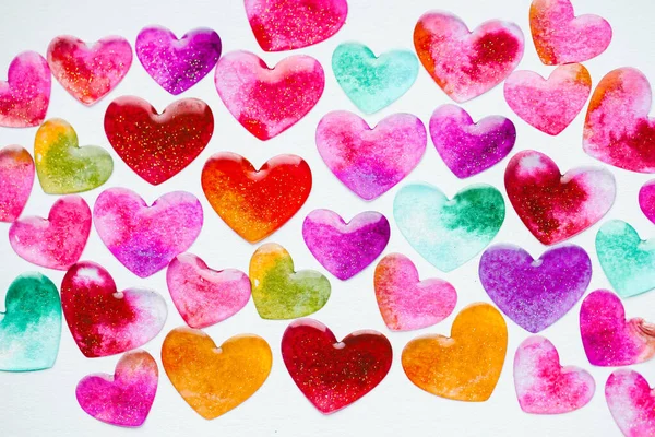 Encanta Pancarta San Valentín Con Corazones Concepto Del Corazón Los —  Fotos de Stock