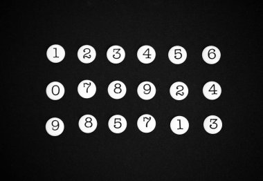 Rakamların geçmişi. Sıfırdan dokuza kadar. Renkli kusursuz bir doku. Matematik arka planı. Rastgele. Matematik sembolleri. Sayısal şekiller