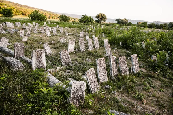 Надгробия Средневековом Еврейском Кладбище Республике Молдова Одно Крупнейших Еврейских Кладбищ — стоковое фото