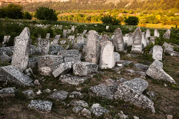 Pedras Tumulares Cemitério Judaico Medieval República Moldávia Dos Maiores Cemitérios — Fotografia de Stock