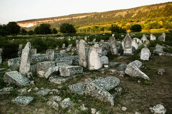 Pedras Tumulares Cemitério Judaico Medieval República Moldávia Dos Maiores Cemitérios — Fotografia de Stock