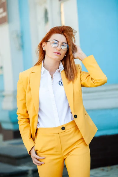 Confident business expert. Happy successful professional posing near office building. European girl. Russian business lady. Female business leader concept. Portrait Of Successful Business Woman