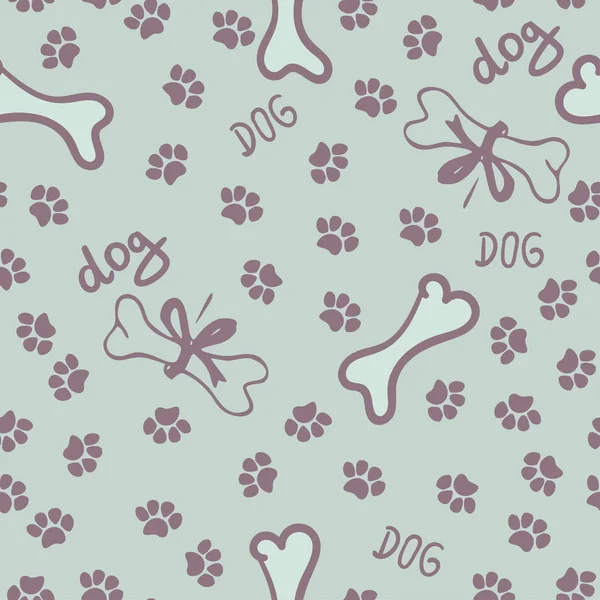 Seamless vector pattern - bones and traces of paws — Stock Vector