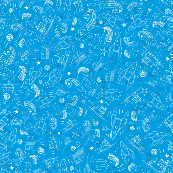 땅, 물, 공기 차량 귀여운 만화 완벽 한 패턴 — 스톡 벡터
