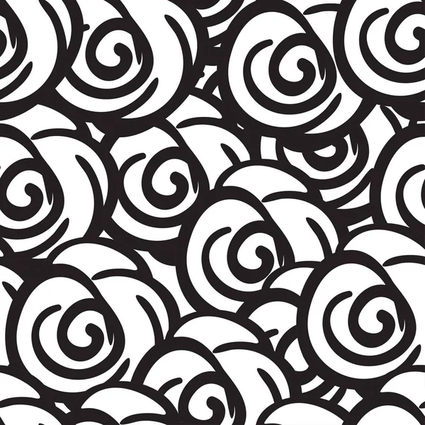 Preto e branco rosa flores sem costura digital mão desenhada padrão de tinta. Cartaz com diferentes doodles para tecido, embrulho, decoração, cartão de saudação, têxteis ou design de vestuário de t-shirt —  Vetores de Stock