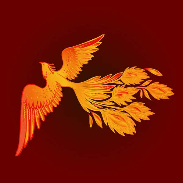Phoenix Fire bird illustration and character design.Hand drawn Phoenix tattoo Japanese and Chinese style,Legend of the Firebird is Russian fairy tales and it is creature from Slavic folklore — Stock Vector