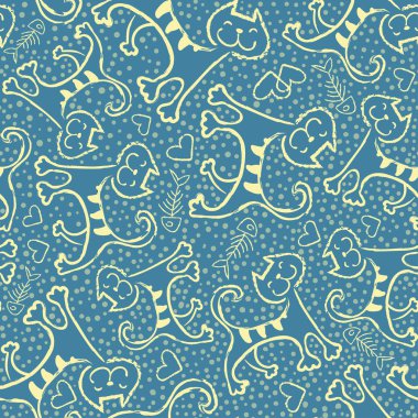 vektör seamless modeli. sevimli siyah kediler. duvar kağıdı, tekstil. Etnik tarzı görüntü.