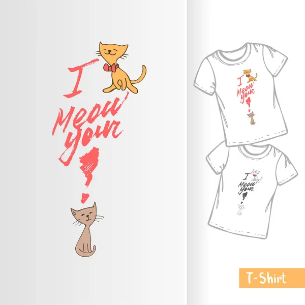 I meow you, cat illustration vector for kids, t-shirt and apparels — Stock Vector