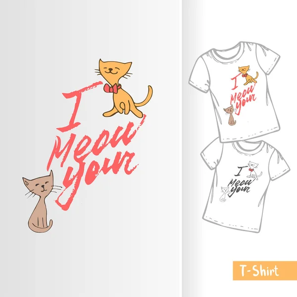 Ti miagolo, vettore illustrazione gatto per bambini, t-shirt e abbigliamento — Vettoriale Stock