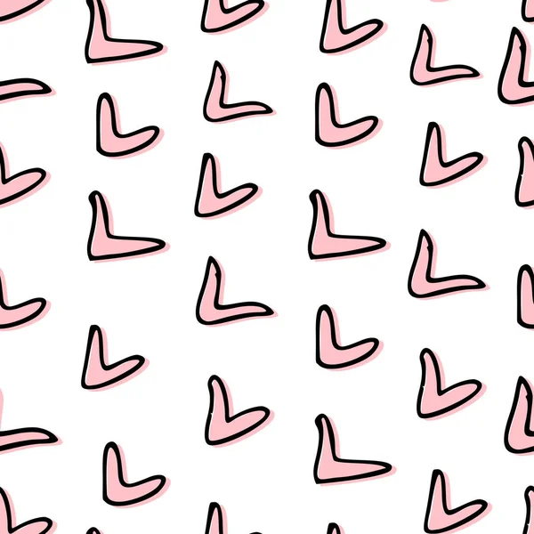 Motif sans couture avec des éléments roses et noirs sur fond blanc — Image vectorielle