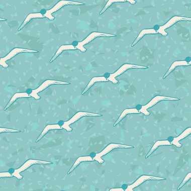 Sea Bird ve martı vektör çizim uçan ile sorunsuz arka plan