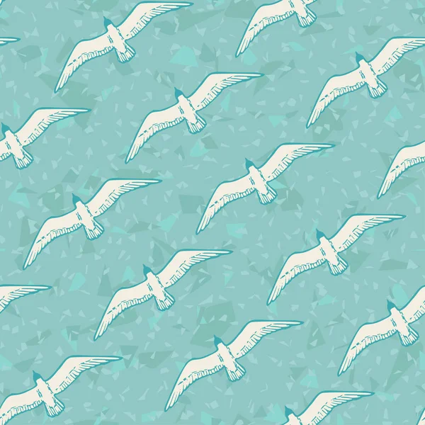 Fondo sin costuras con aves marinas voladoras e ilustración de vectores de gaviota — Vector de stock