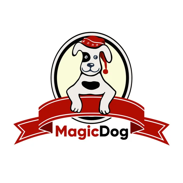 Hund im Hut Logo Vektor Illustration — Stockvektor