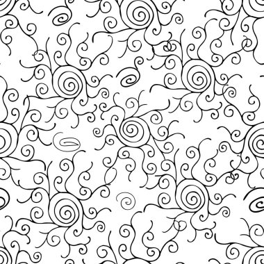 El ile Dikişsiz desen fırça darbeleriyle çizilmiş. Mürekkep çizim. Saydam arka plan üzerinde izole. Siyah öğeleri el çekilmiş.