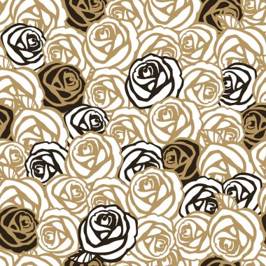 Gül çiçek sorunsuz dijital el çizilen mürekkep desen. Poster için kumaş sarma, dekorasyon, tebrik kartı, tekstil veya t-shirt giyim tasarım, farklı karalamalar ile 