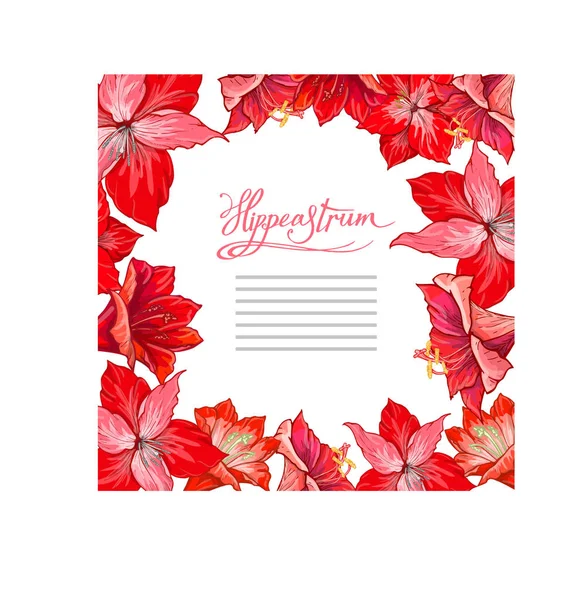 Pozvánka na vánoční večírek s dovolená věnec Hipeastrum zimní svatební pozvánky šablony — Stockový vektor