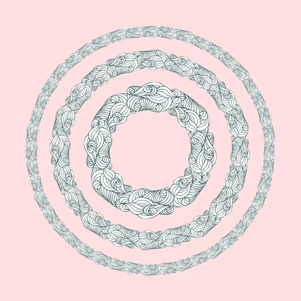 ロゴベクトルの手には、抽象的な花輪が描画されます。パウダー ピンクの背景に国のお祝いのために飾ること — ストックベクタ