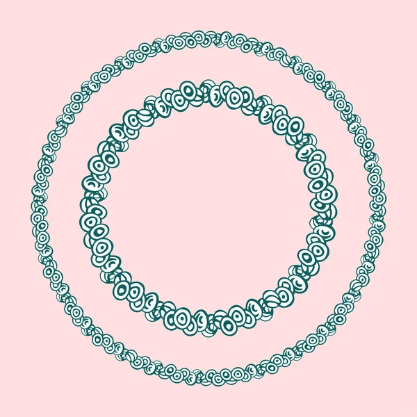 Vektor handgezeichneten abstrakten Kranz mit runden dekorativen Elementen. Dekoration für nationale Festlichkeiten auf puderrosa Hintergrund — Stockvektor