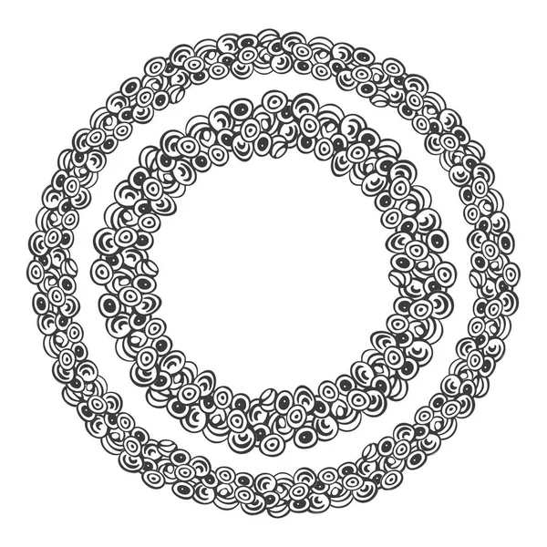 向量手绘抽象花圈与圆的装饰元素。装饰为全国节日在白色背景 — 图库矢量图片