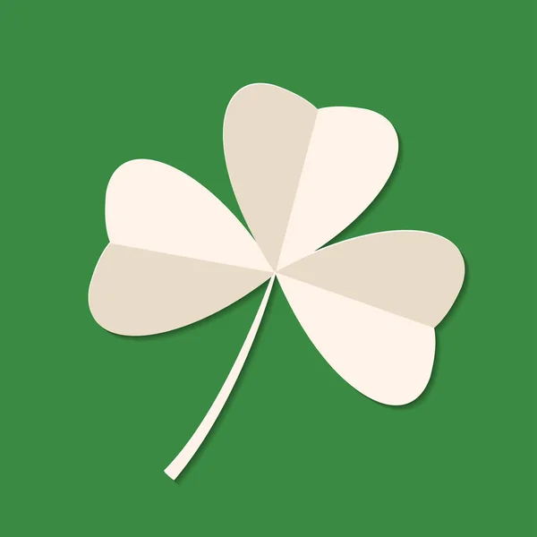 Día de San Patricio verde trébol de tres hojas sobre fondo verde. Icono de vacaciones 3d. Ilustración vectorial. Símbolo primavera — Archivo Imágenes Vectoriales