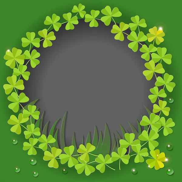 Tarjeta del Día de San Patricio. Corona con hojas de trébol sobre fondo verde para saludar diseño navideño. Ilustración vectorial . — Archivo Imágenes Vectoriales