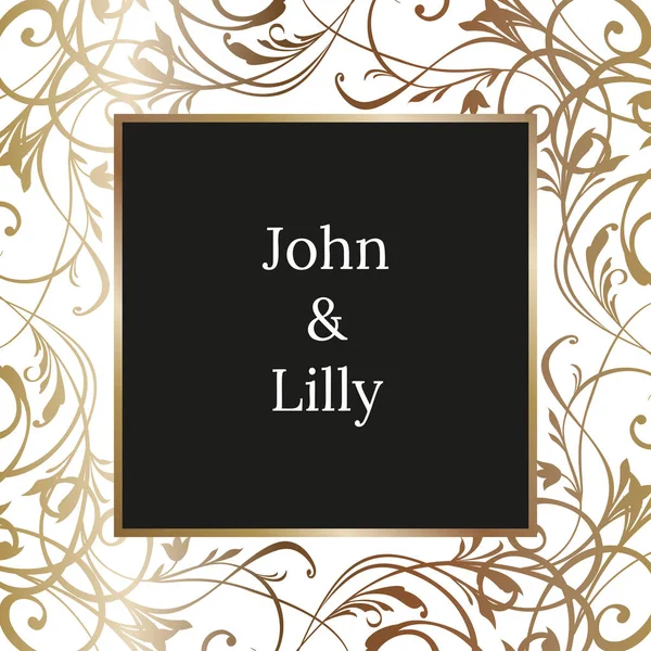 Bruiloft kaart illustratie. John en Lilly uitnodiging in Vector. Bruids douche sjabloon — Stockvector