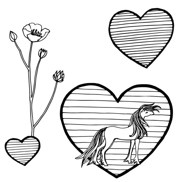 Miłość doodle tło z serca. Wektor ręcznie rysowane tło grunge — Wektor stockowy