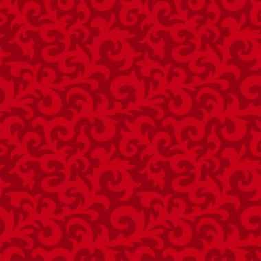 Çiçek halk stil unsurları ile seamless modeli. Koyu kırmızı arka plan. illüstrasyon.