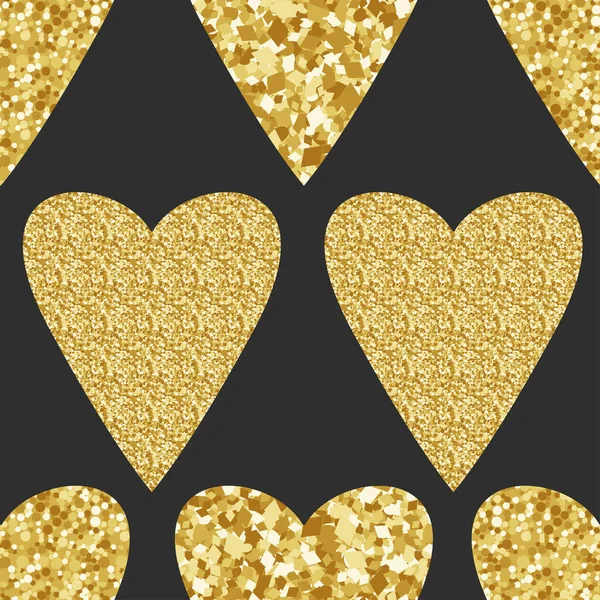 Saint Valentin fond noir avec des cœurs d'or. Texture de vacances dorée pour Valentines carte de voeux, bannière, affiche, dépliant, invitation de fête . — Photo