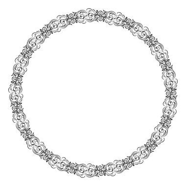 Vintage çerçeve kenarlığı yaprak çiçek süsleme retro çiçek deseni antika stili girdap dekoratif öğe siyah beyaz Telkari düğün davetiyesi tebrik kartı oyma ilerleyin