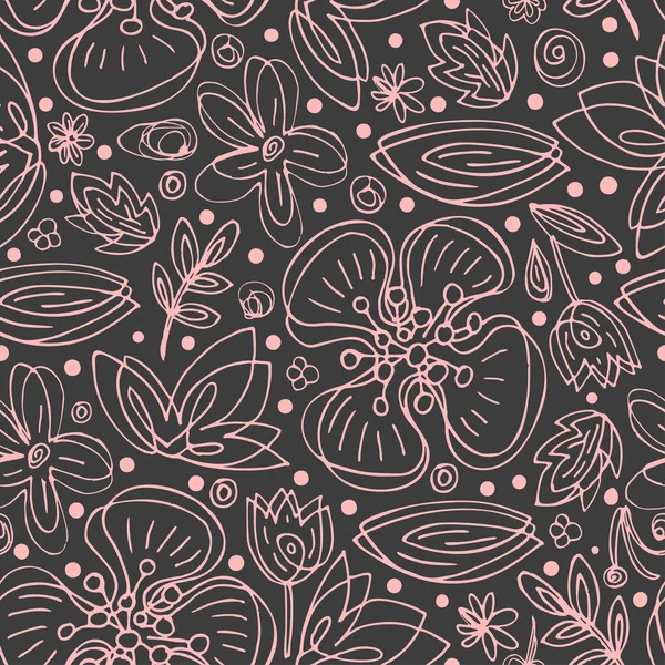 Eenvoudige bloemenpatroon vector tekening van gesloten ononderbroken lijnen. Scandinavische stijl. — Stockvector