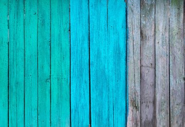 kısmen eski ahşap plakalar mavi ve turkuaz çit tonlarında boyalı