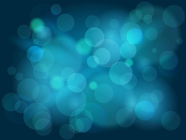Bokeh efektli soyut arkaplan. Bulanık odaklı ışıklar mavi renklerde. Karanlık arka planı olan sihirli ışıklar.