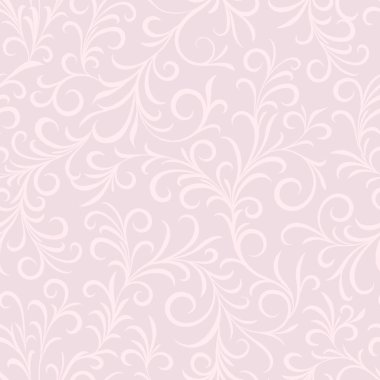 Çiçeksel spiral desenli, kusursuz, hafif, pembe bir vektör deseni.