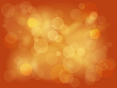 Bokeh efektli soyut arkaplan. Sarı ve turuncu renkli bulanık ışıklar. Turuncu arka planda altın sihirli parıltı.