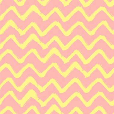 Soyut Grunge pembe ve sarı arka plan. Sembol Zigzag Boya Fırça Darbeleri Kusursuz Desen.