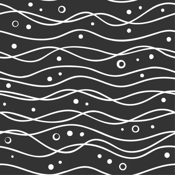 Seamless texture with horizontal waves and dots. Vector background. — Stock Vector