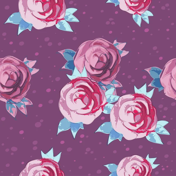 Patrón floral sin costuras con rosas, acuarela. Ilustración vectorial — Vector de stock
