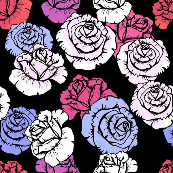 Patrón floral. Fondo sin costuras flor. Florecen rosas ornamentales de jardín — Vector de stock